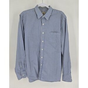 J. Crew Cotton Blue Striped Button Down Oxford Shirt Mens Size Large 16/16.5